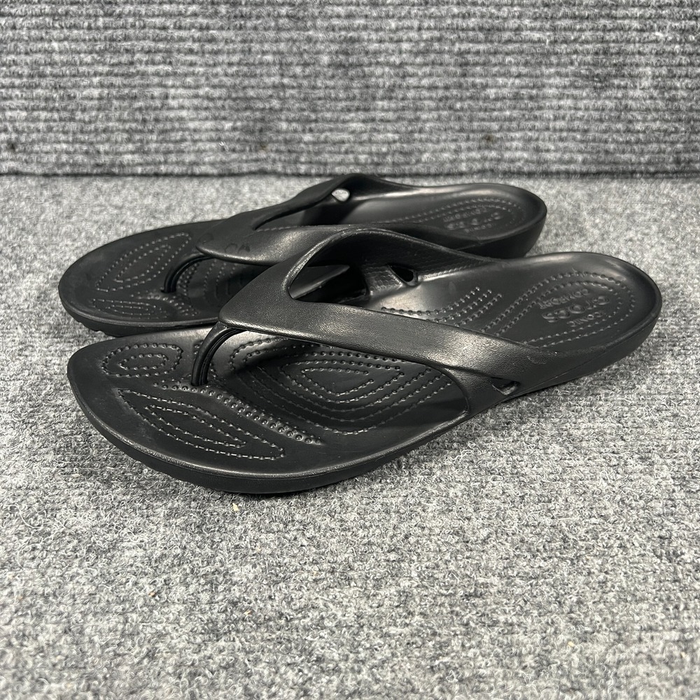 Crocs Sandals Womens Size 9 Black Thong Casual‎ Comfort Lightweight